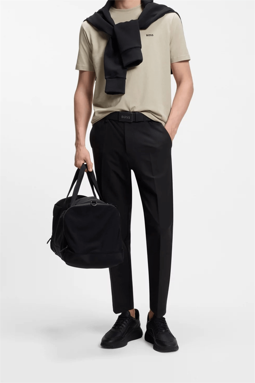 Boss Erkek Bisiklet Yaka T-Shirt Bej