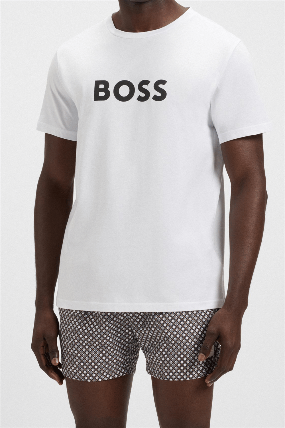 Boss Erkek Bisiklet Yaka T-Shirt Beyaz