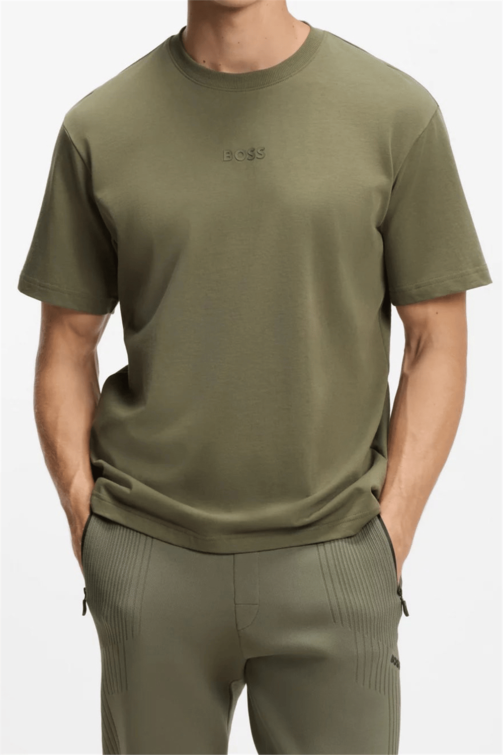 Boss Erkek Bisiklet Yaka T-Shirt Kahverengi