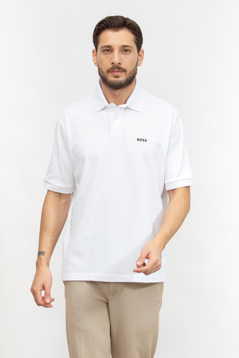 Boss Erkek Polo Yaka T-Shirt Beyaz