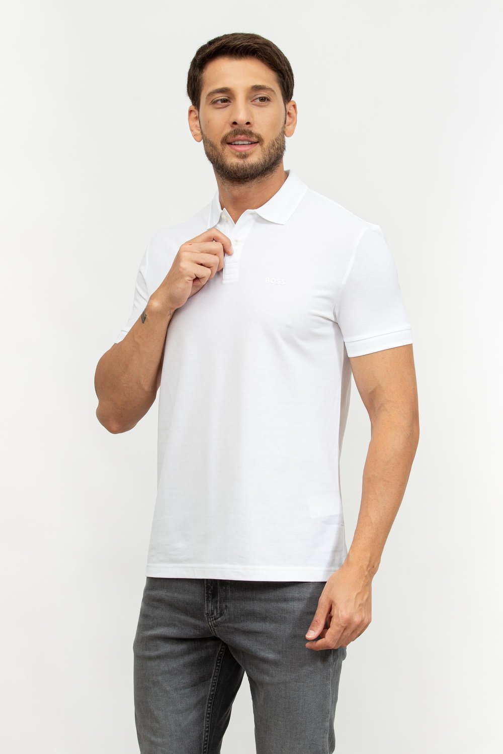 Boss Erkek Polo Yaka T-Shirt Beyaz