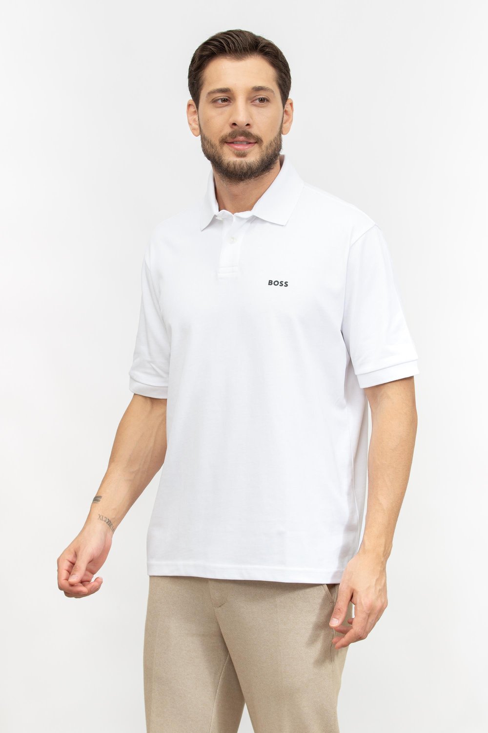 Boss Erkek Polo Yaka T-Shirt Beyaz