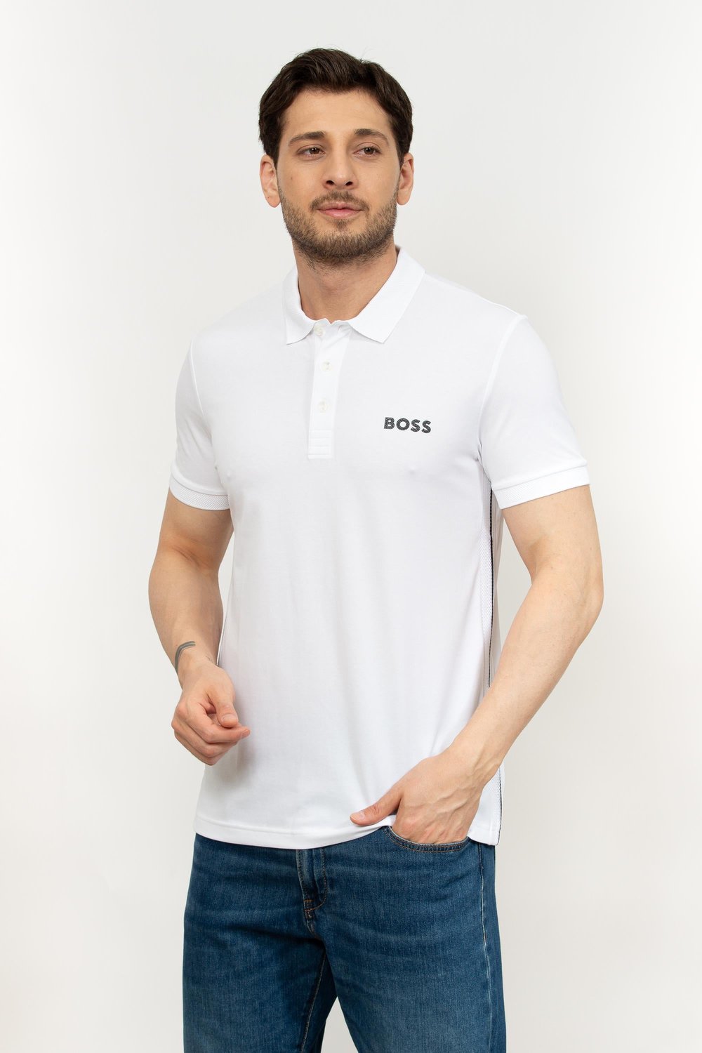 Boss Erkek Polo Yaka T-Shirt Beyaz