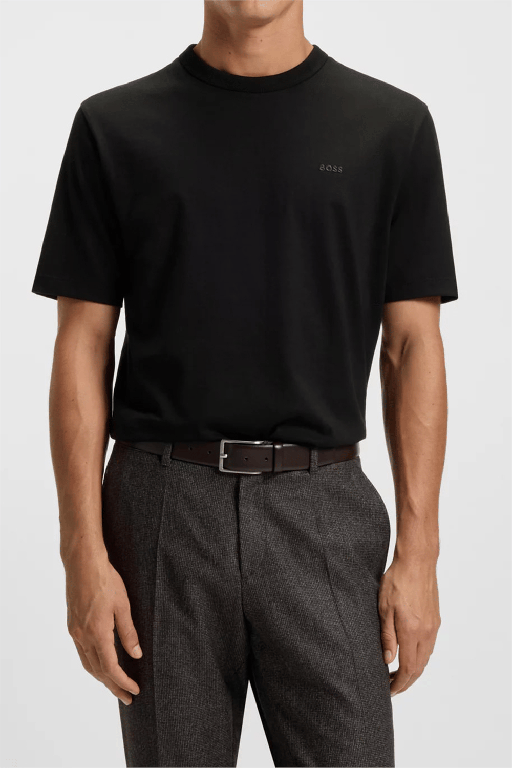 BOSS H Taut 15 Erkek Bisiklet Yaka T-Shirt Siyah