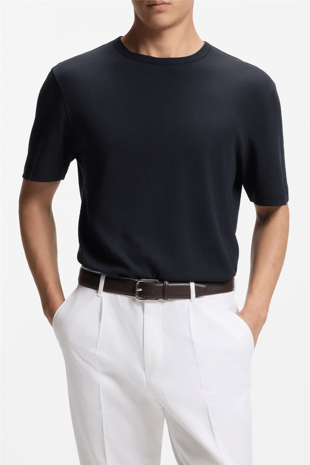 Boss H Taut 235 Erkek Bisiklet Yaka T-Shirt Mavi