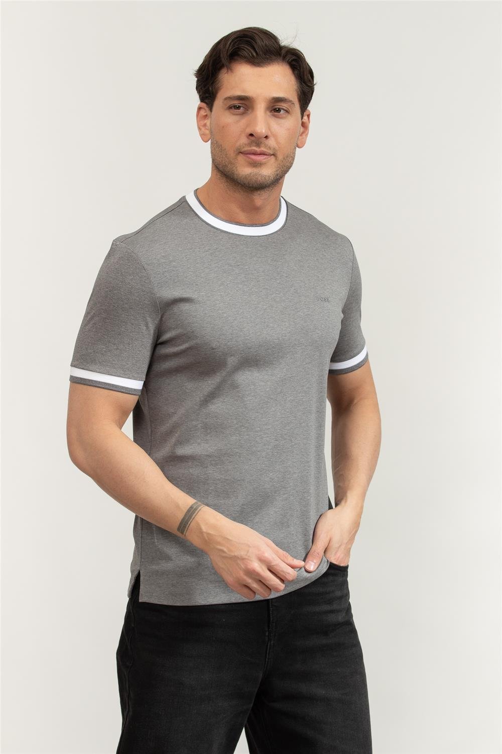 Boss H-Tessler 200 Erkek Bisiklet Yaka T-Shirt Gri