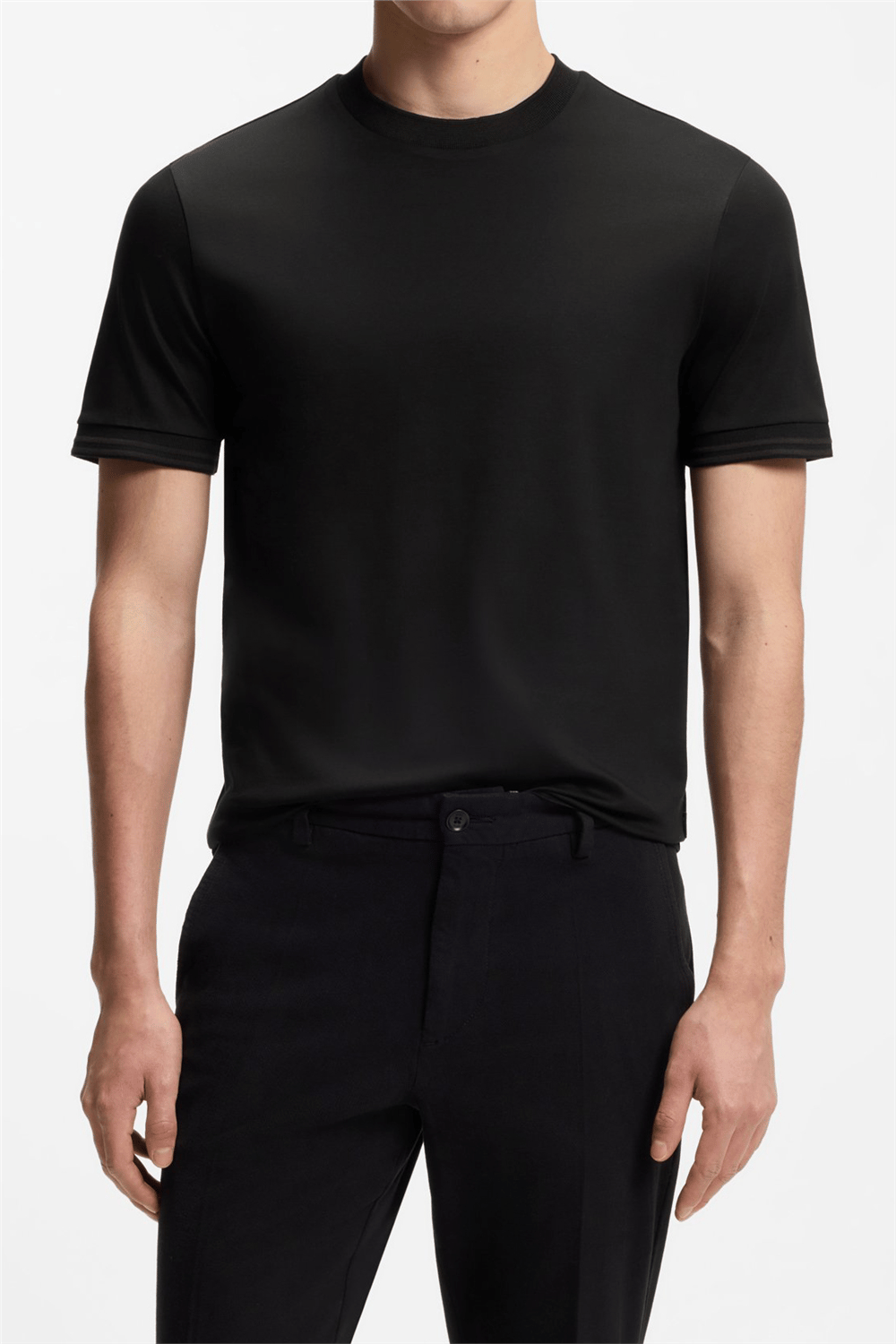 Boss H Tessler 238 Erkek Bisiklet Yaka T-Shirt Siyah