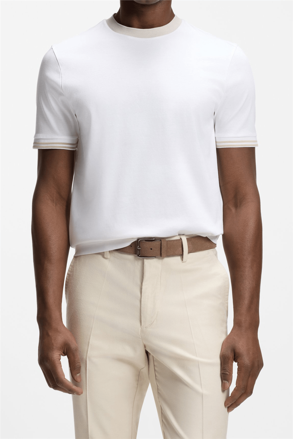 Boss H Tessler 238 Erkek Bisiklet Yaka T-Shirt Beyaz