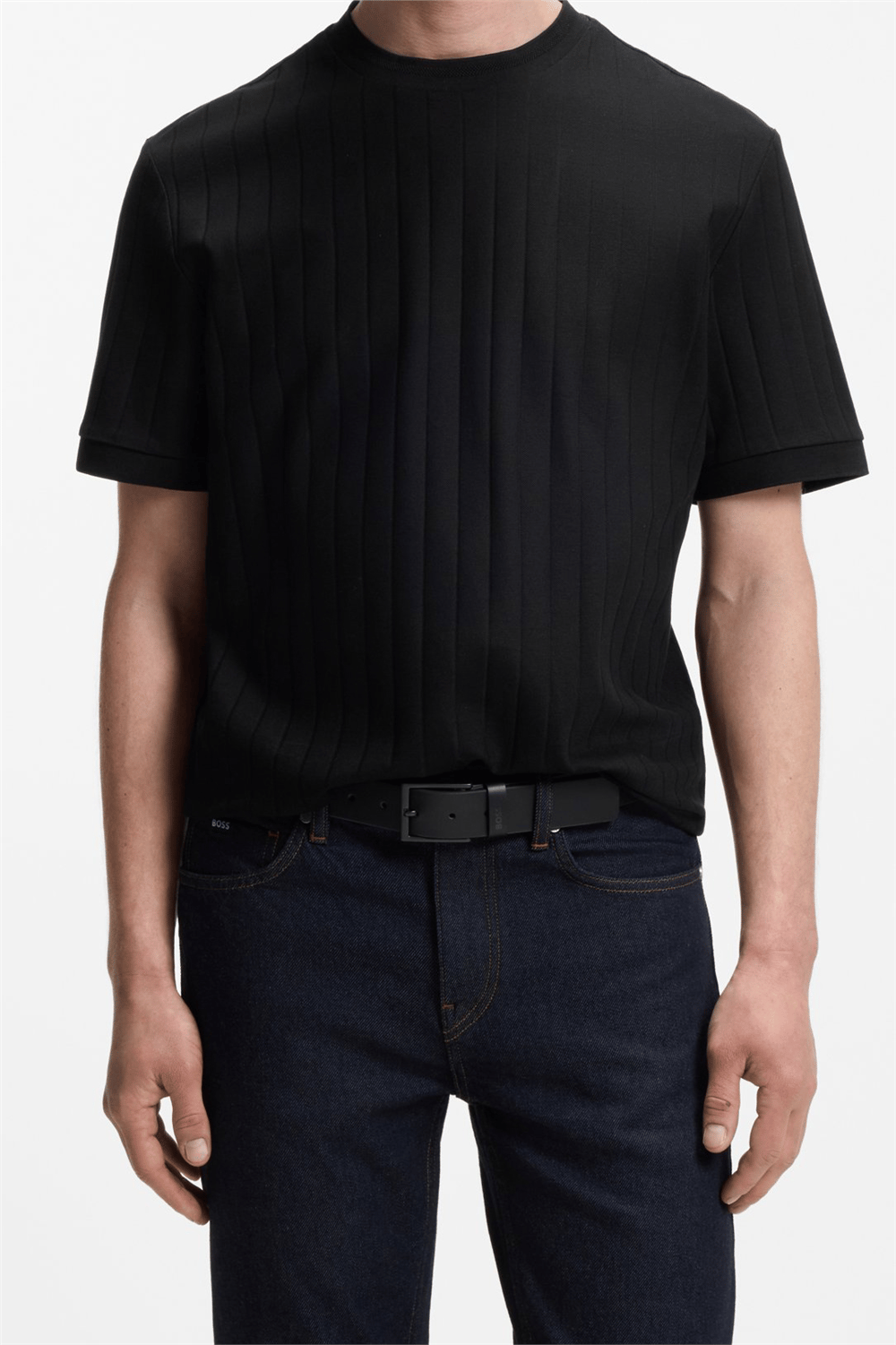 Boss H Thompson 236 Erkek Bisiklet Yaka T-Shirt Siyah