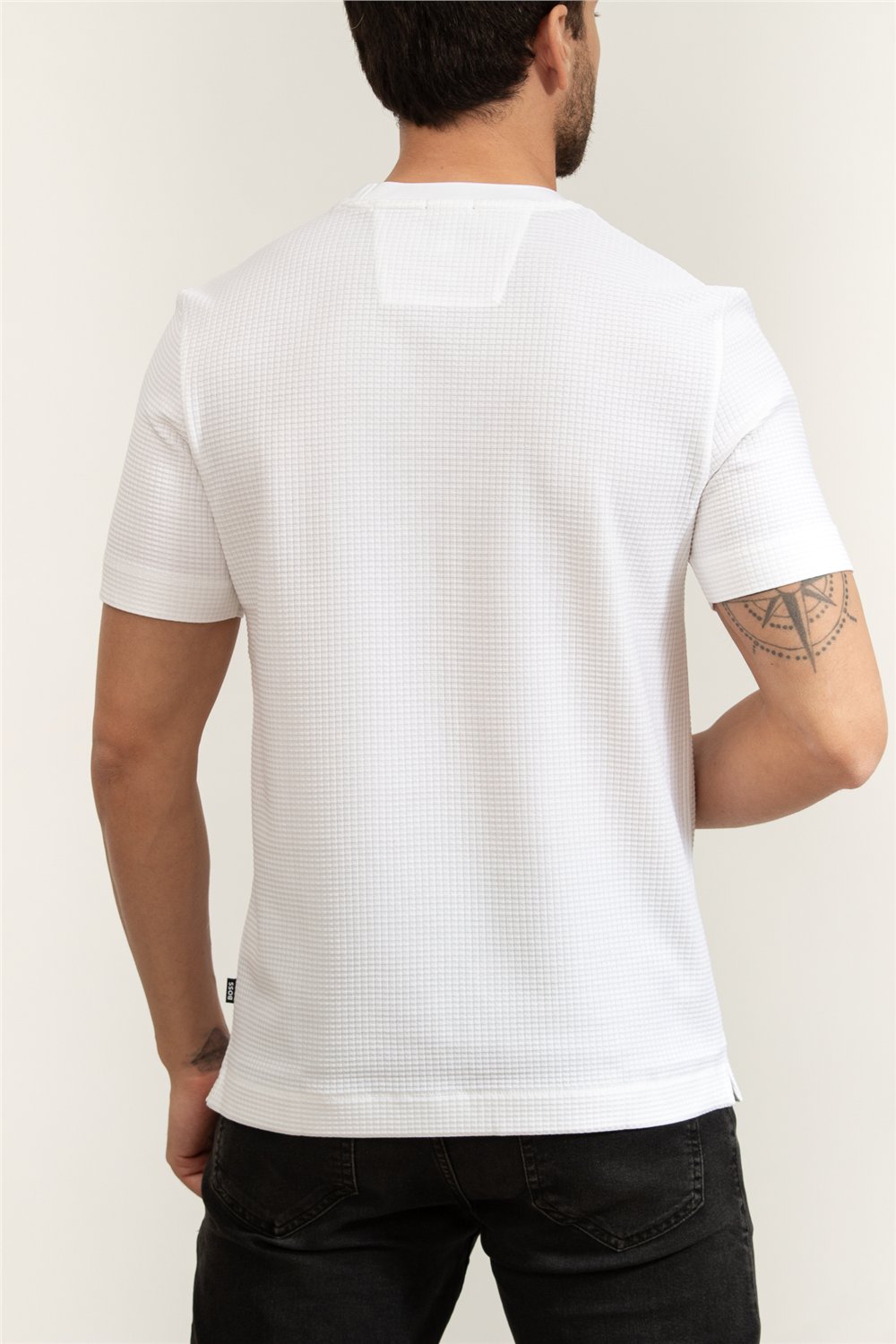 Boss H Thompson 237 Erkek Bisiklet Yaka T-Shirt Beyaz