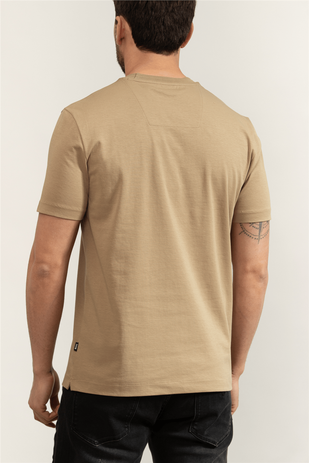 BOSS H Thompson 247 Erkek Bisiklet Yaka T-Shirt Bej