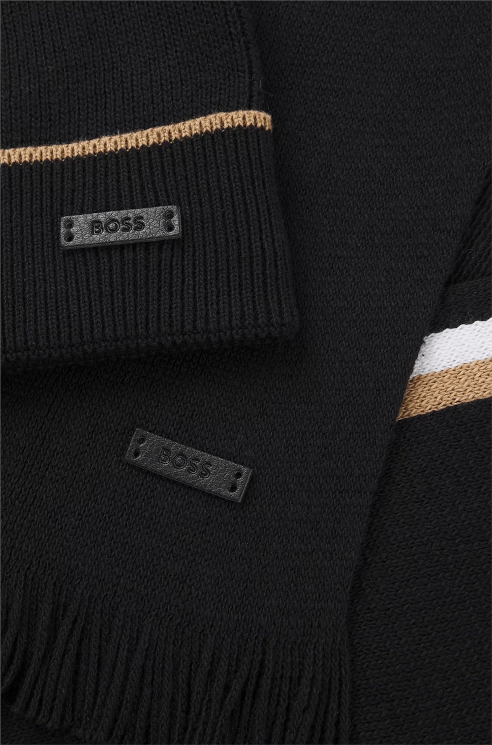 Boss Henzo SET Erkek Atkı+Bere Siyah