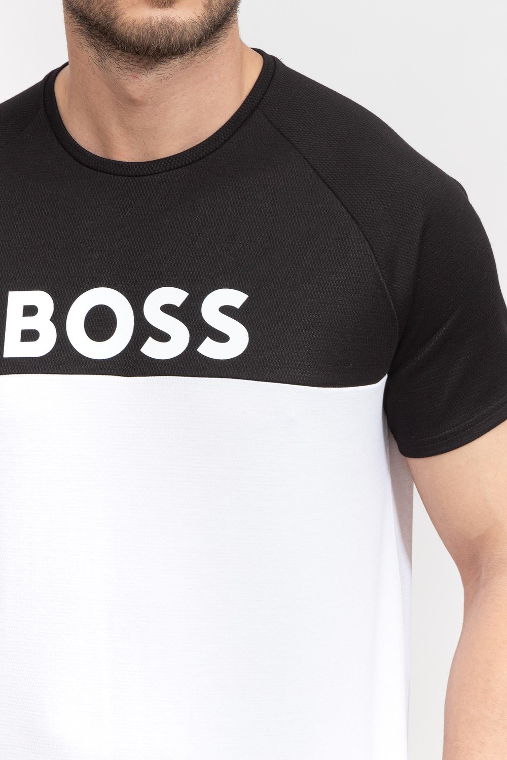 Boss Jacquard Erkek Tekli T-Shirt Siyah