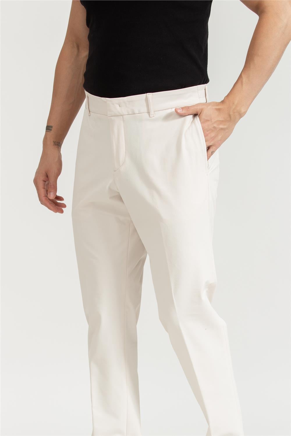 BOSS P-Genius-WG-PK-253F Erkek Pantolon Beyaz