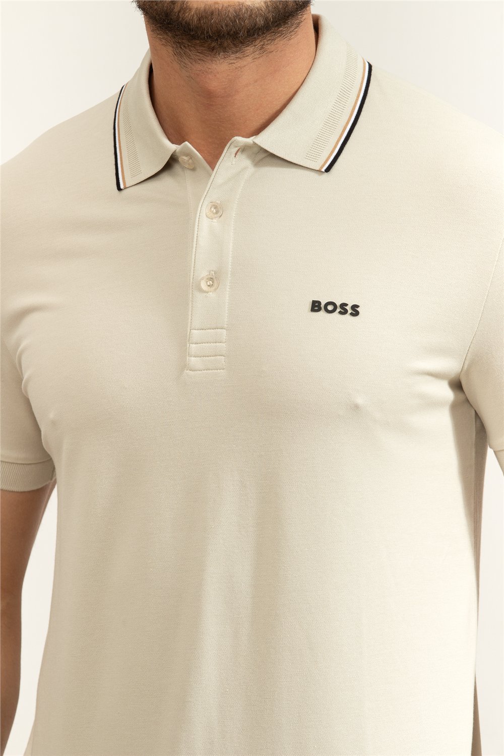 Boss Pl Goc Birdie Paule Erkek Polo Yaka T-Shirt Bej
