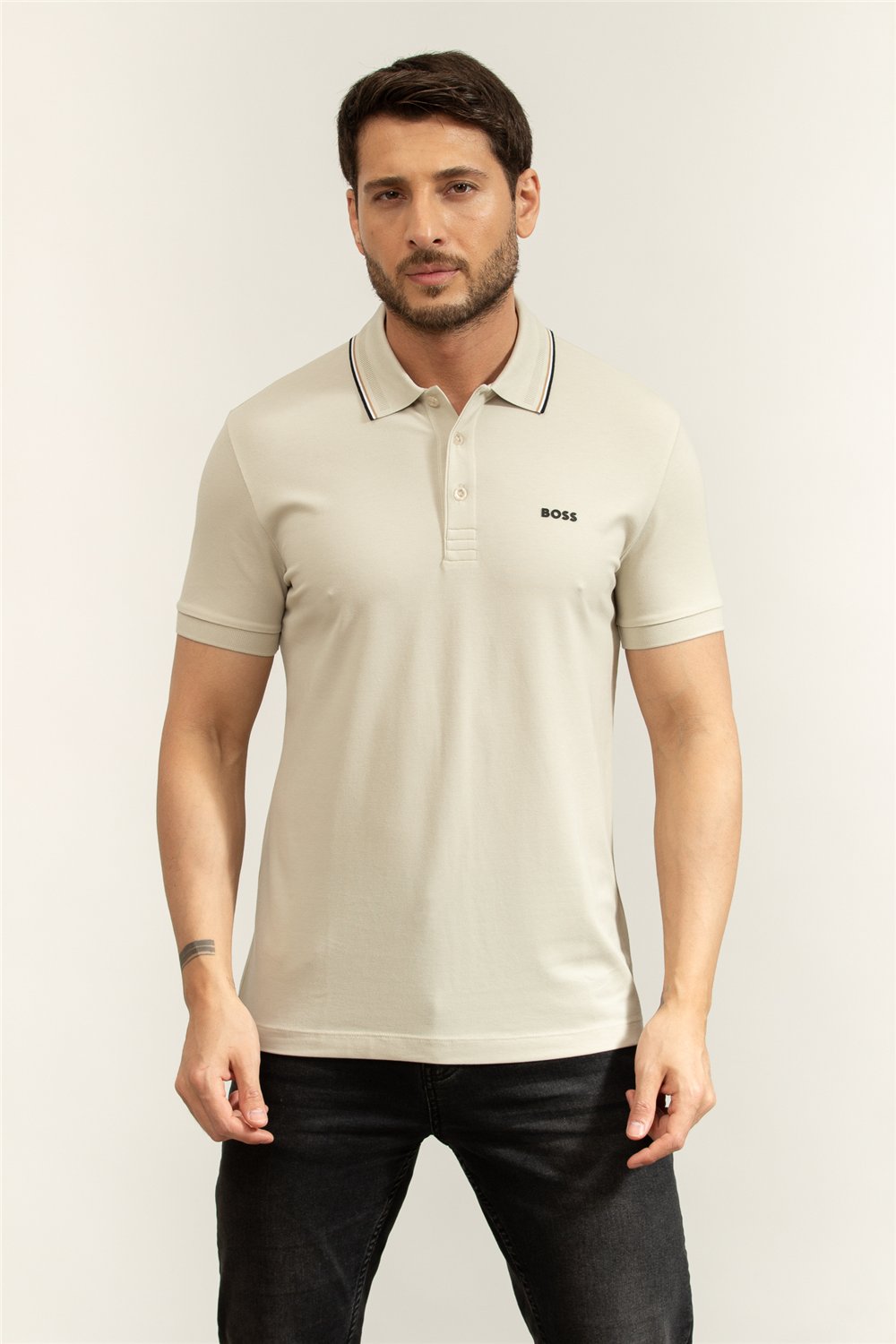 Boss Pl Goc Birdie Paule Erkek Polo Yaka T-Shirt Bej
