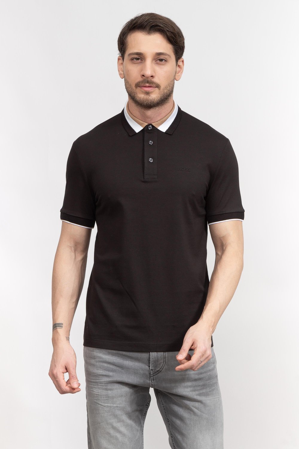 Boss Prout Erkek Polo Yaka T-Shirt Siyah