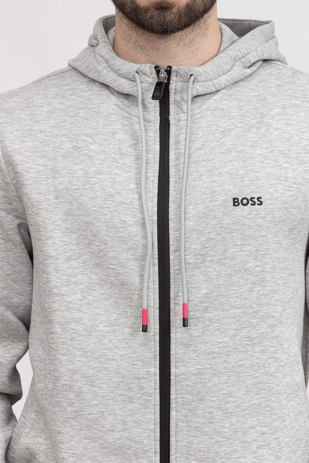 Boss Saggy Erkek Fermuarlı Sweatshirt Gri