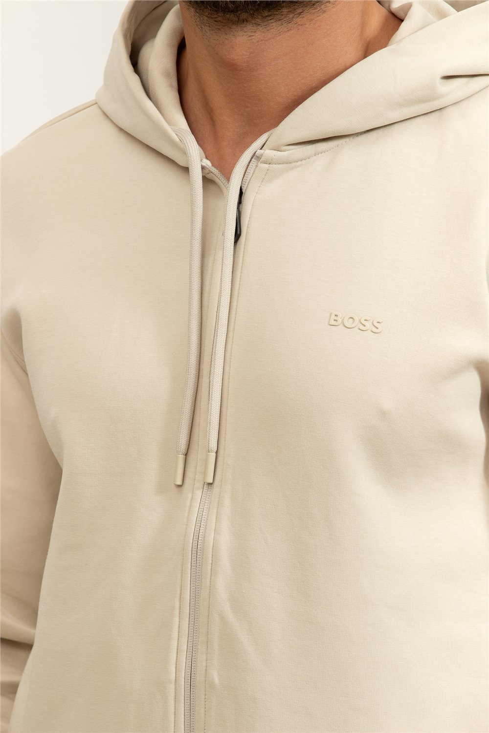 BOSS Saggy Erkek Kapüşonlu Sweatshirt Bej