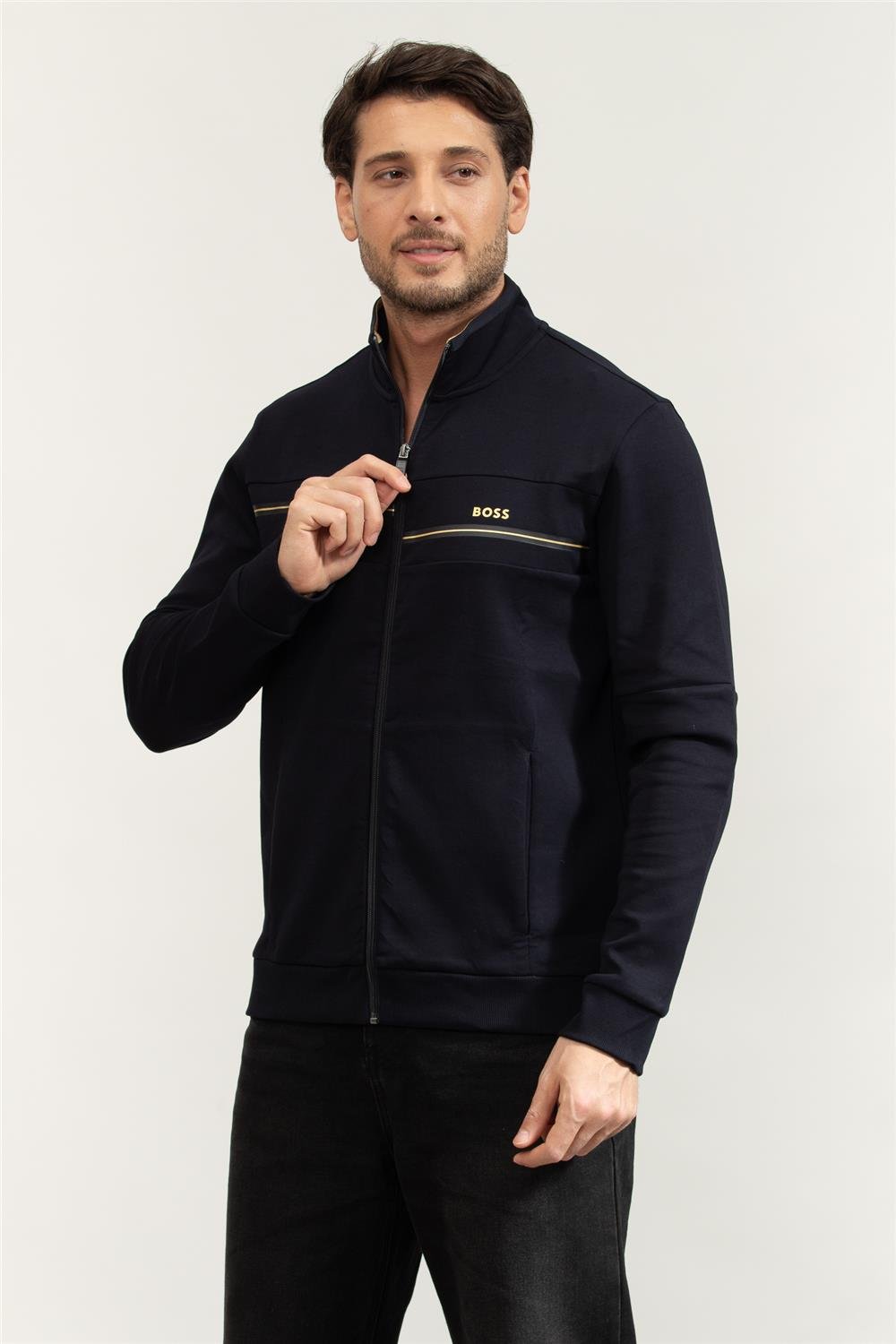 Boss Skaz Erkek Fermuarlı Sweatshirt Mavi