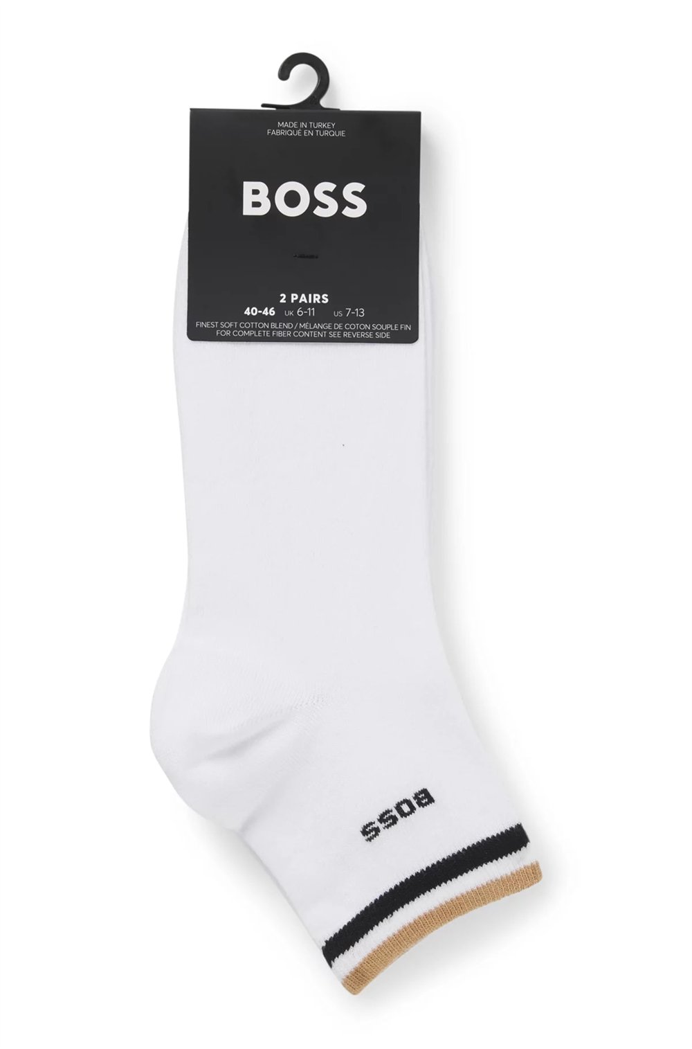Boss Stripe Erkek 2li Çorap Beyaz