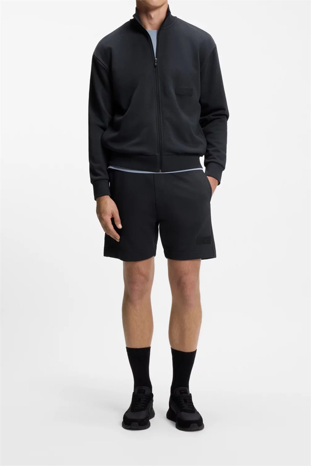 BOSS Sw Collar Full Zip Erkek Fermuarlı Sweatshirt Mavi