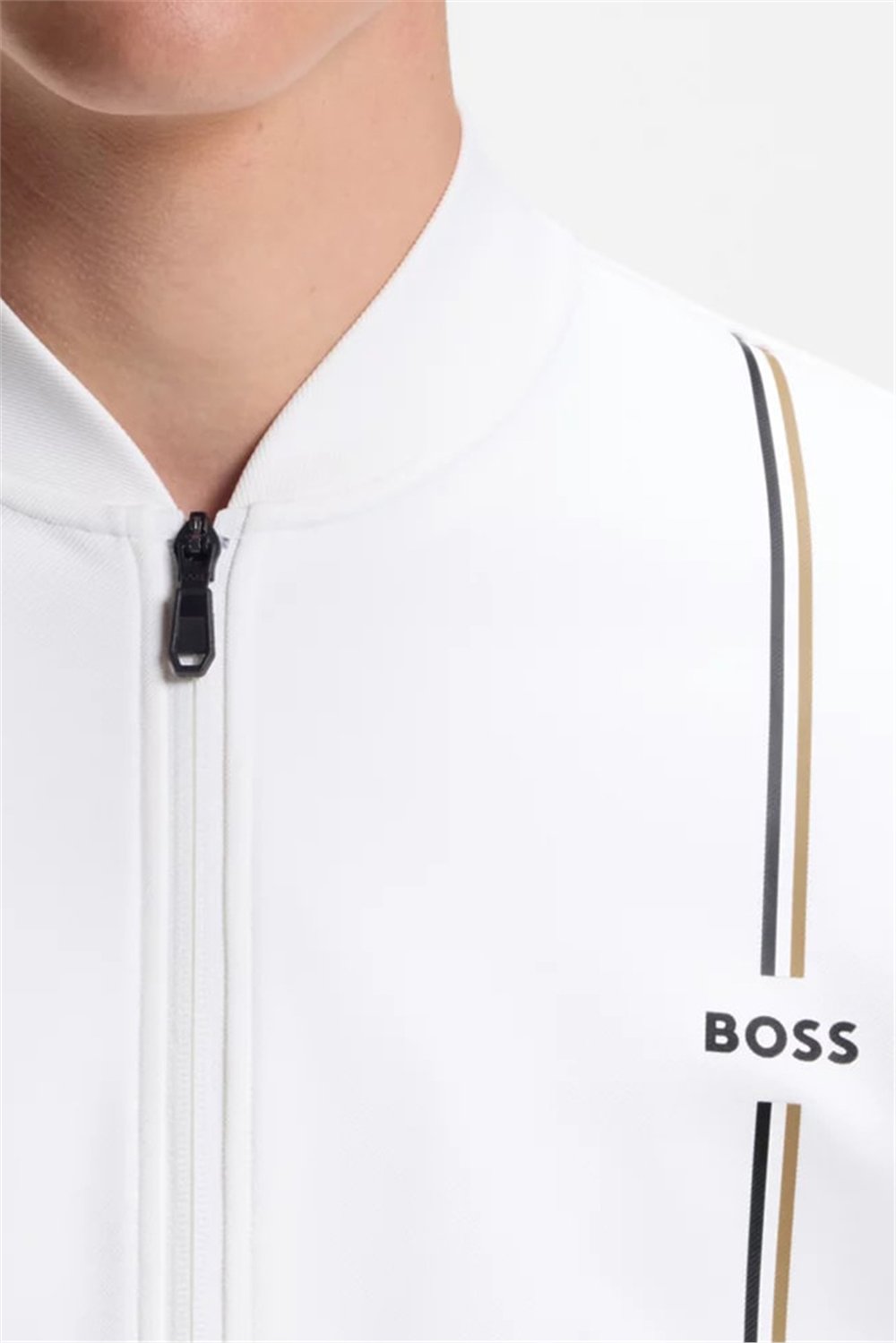 BOSS Sw Toc Game Fz Erkek Fermuarlı Sweatshirt Beyaz