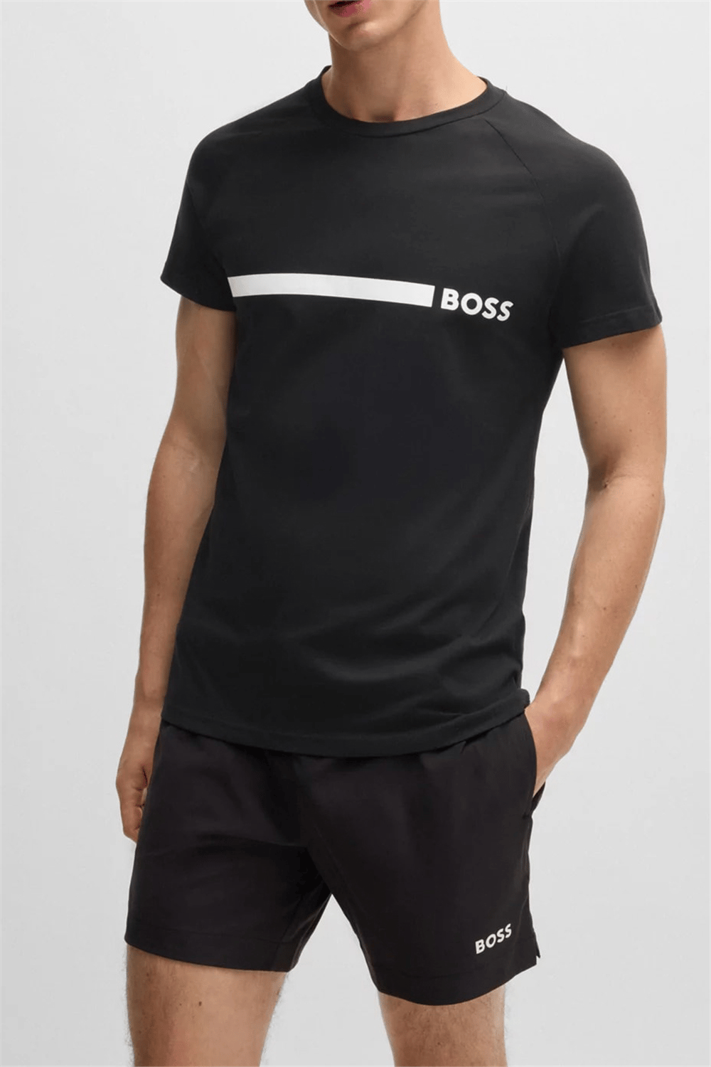 Boss T Shirt Rn Slim Fit Erkek Bisiklet Yaka T-Shirt Siyah
