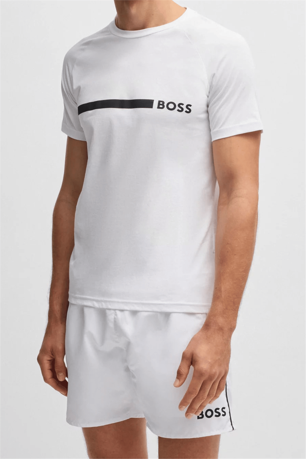 Boss T Shirt Rn Slim Fit Erkek Bisiklet Yaka T-Shirt Beyaz
