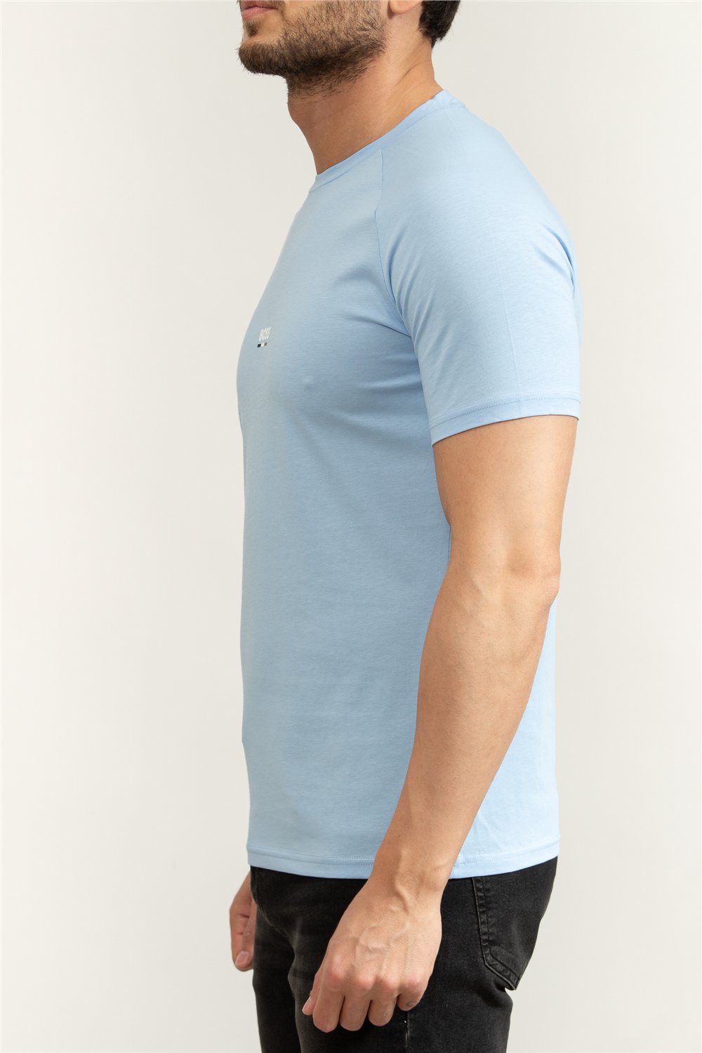 Boss T Shirt Rn Slim Fit Erkek Bisiklet Yaka T-Shirt Mavi