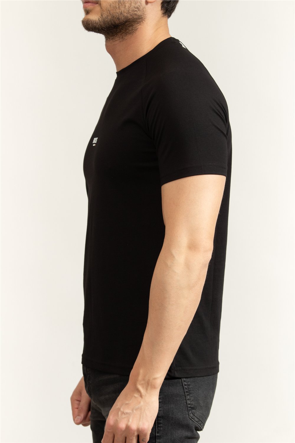 Boss T Shirt Rn Slim Fit Erkek Bisiklet Yaka T-Shirt Siyah