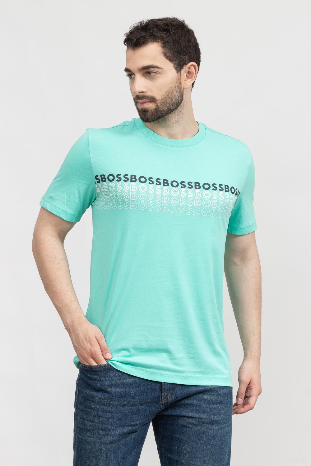 Boss Tee Erkek Bisiklet Yaka T-Shirt Yeşil