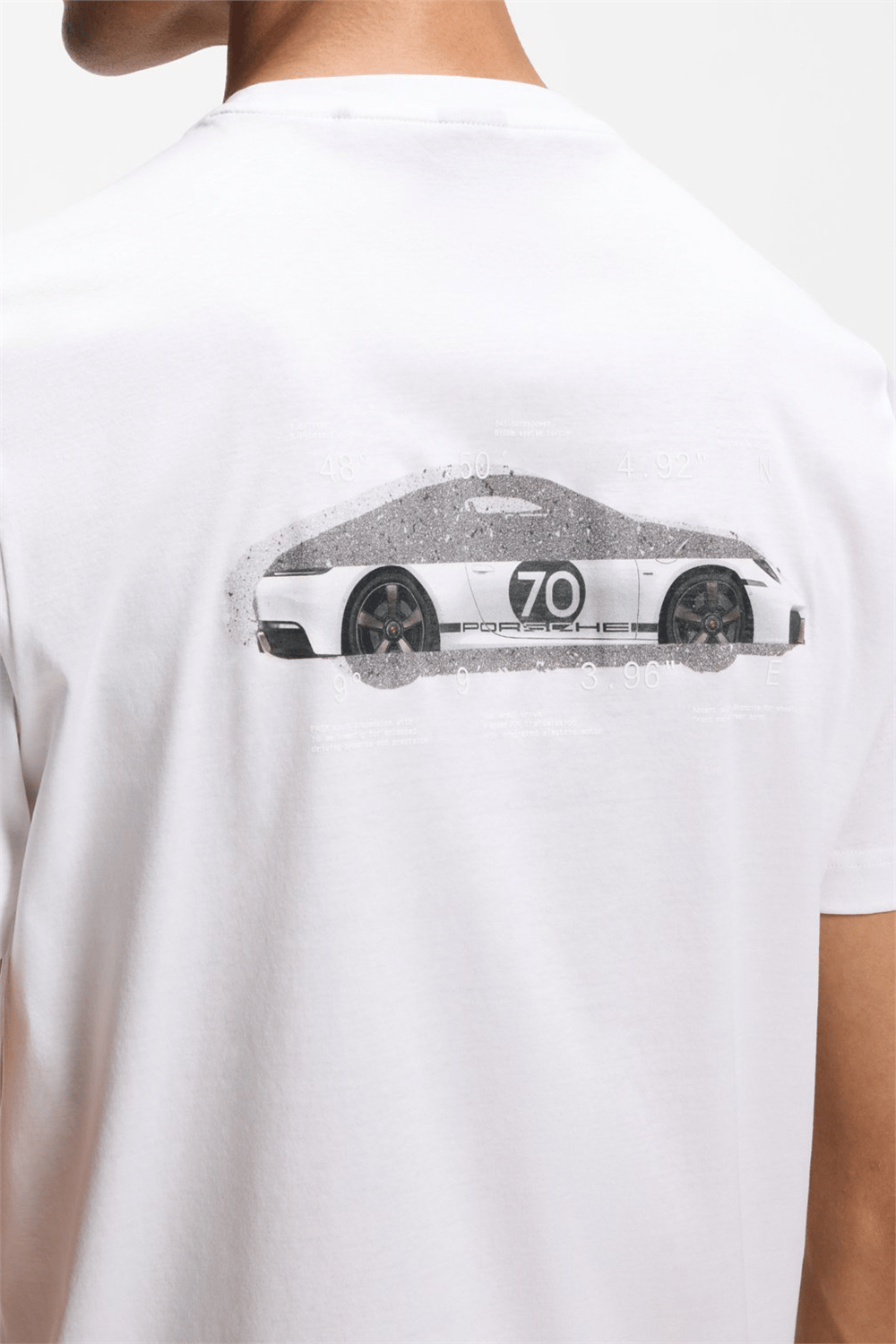 Boss Ts Ps Spirit70 Car Erkek Bisiklet Yaka T-Shirt Beyaz