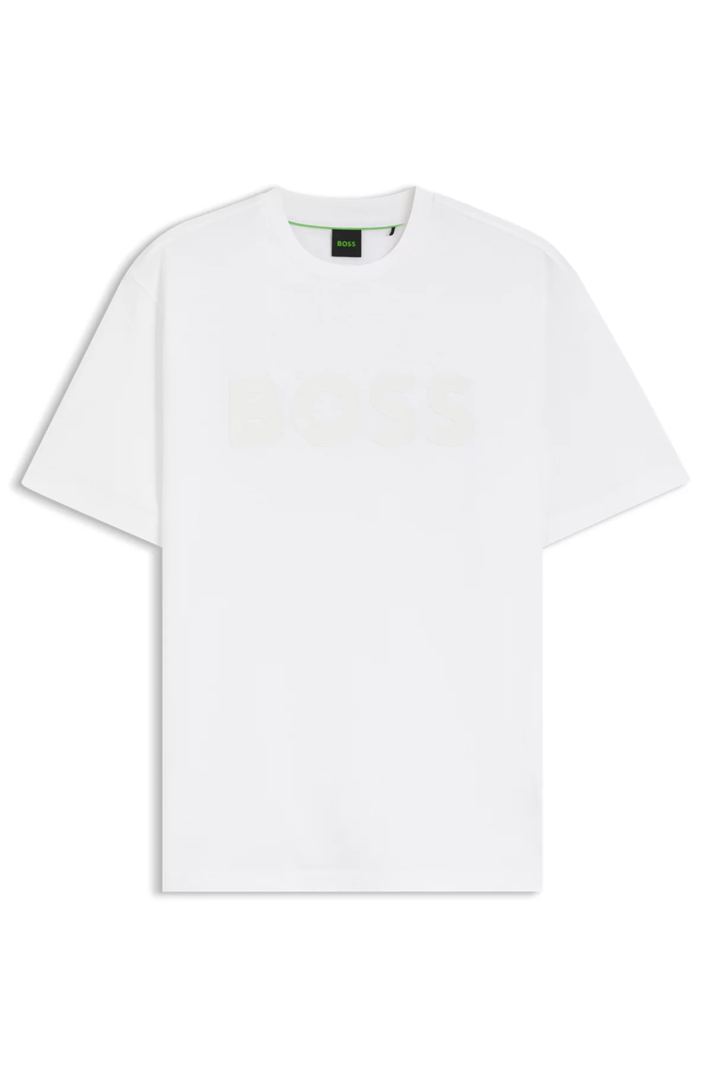 BOSS Ts Structure Logo Erkek Bisiklet Yaka T-Shirt Beyaz