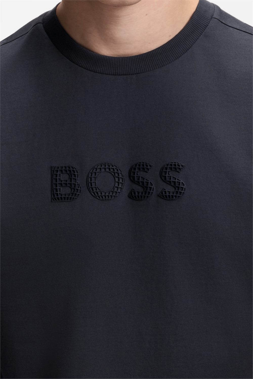 Boss Ts Terrace Logo Erkek Bisiklet Yaka T-Shirt Mavi