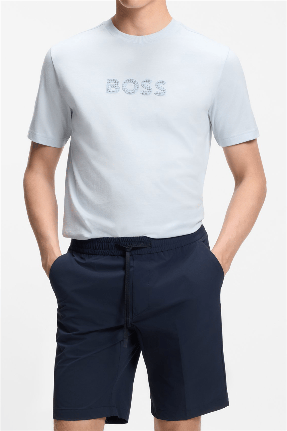 Boss Ts Terrace Logo Erkek Bisiklet Yaka T-Shirt Mavi