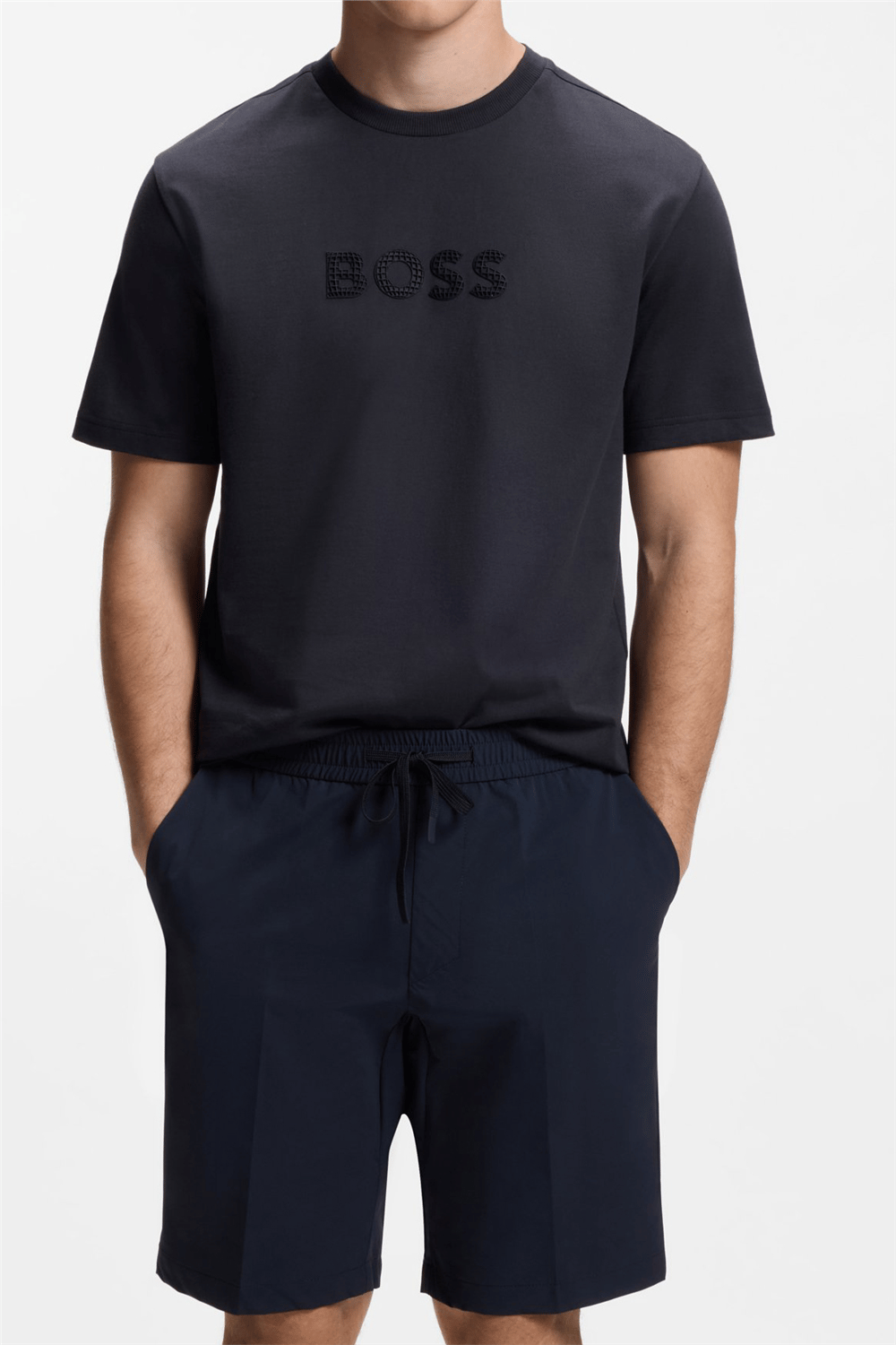 Boss Ts Terrace Logo Erkek Bisiklet Yaka T-Shirt Mavi
