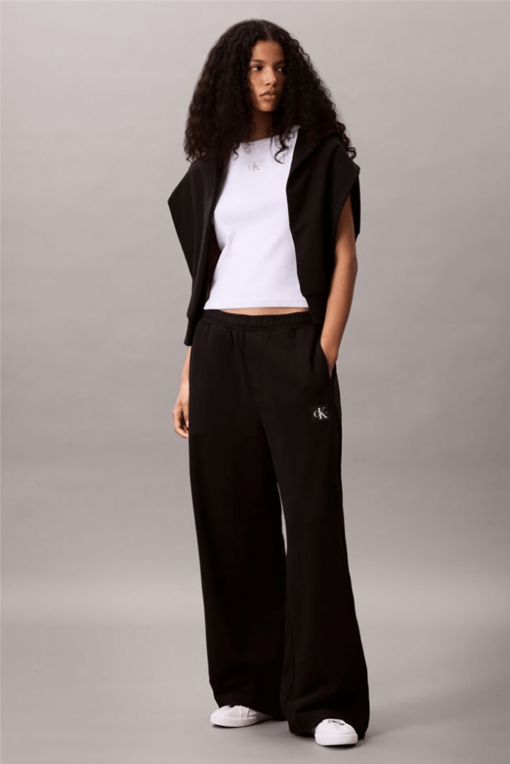 Calvin Klein A- French Terry Badge Logo Pant Kadın Eşofman Altı Siyah