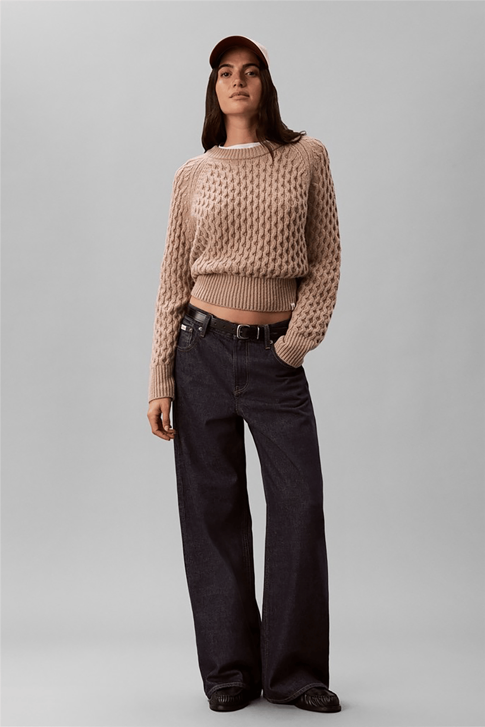 Calvin Klein Alpaca Honeycomb Cable Pullover Kadın Triko