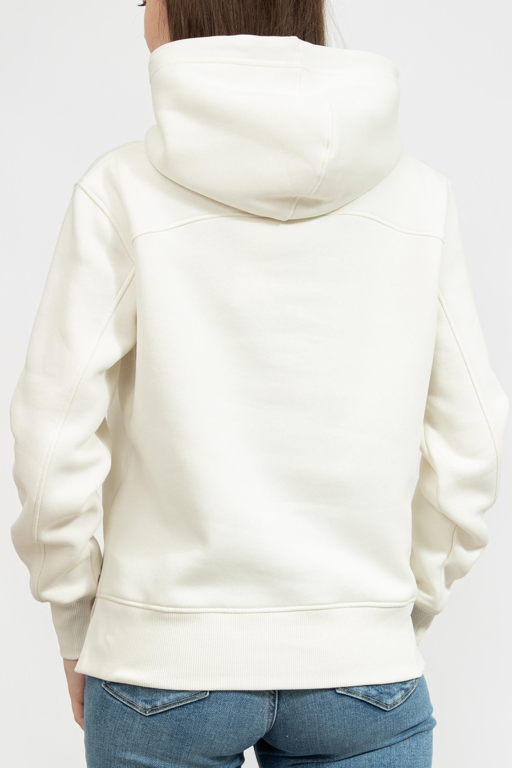 Calvin Klein Archival Monologo Kadın Kapüşonlu Sweatshirt Beyaz
