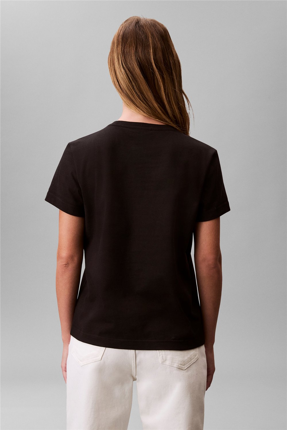 Calvin Klein Ss Monogram Crew Tee Kadın Bisiklet Yaka T-Shirt Siyah
