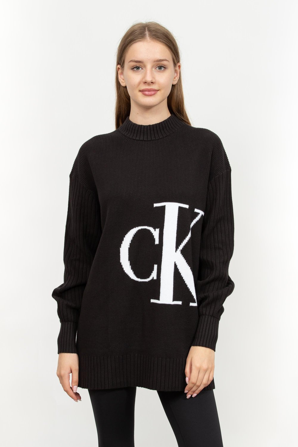Calvin Klein Blown Up Off Placed Kadın Triko Siyah
