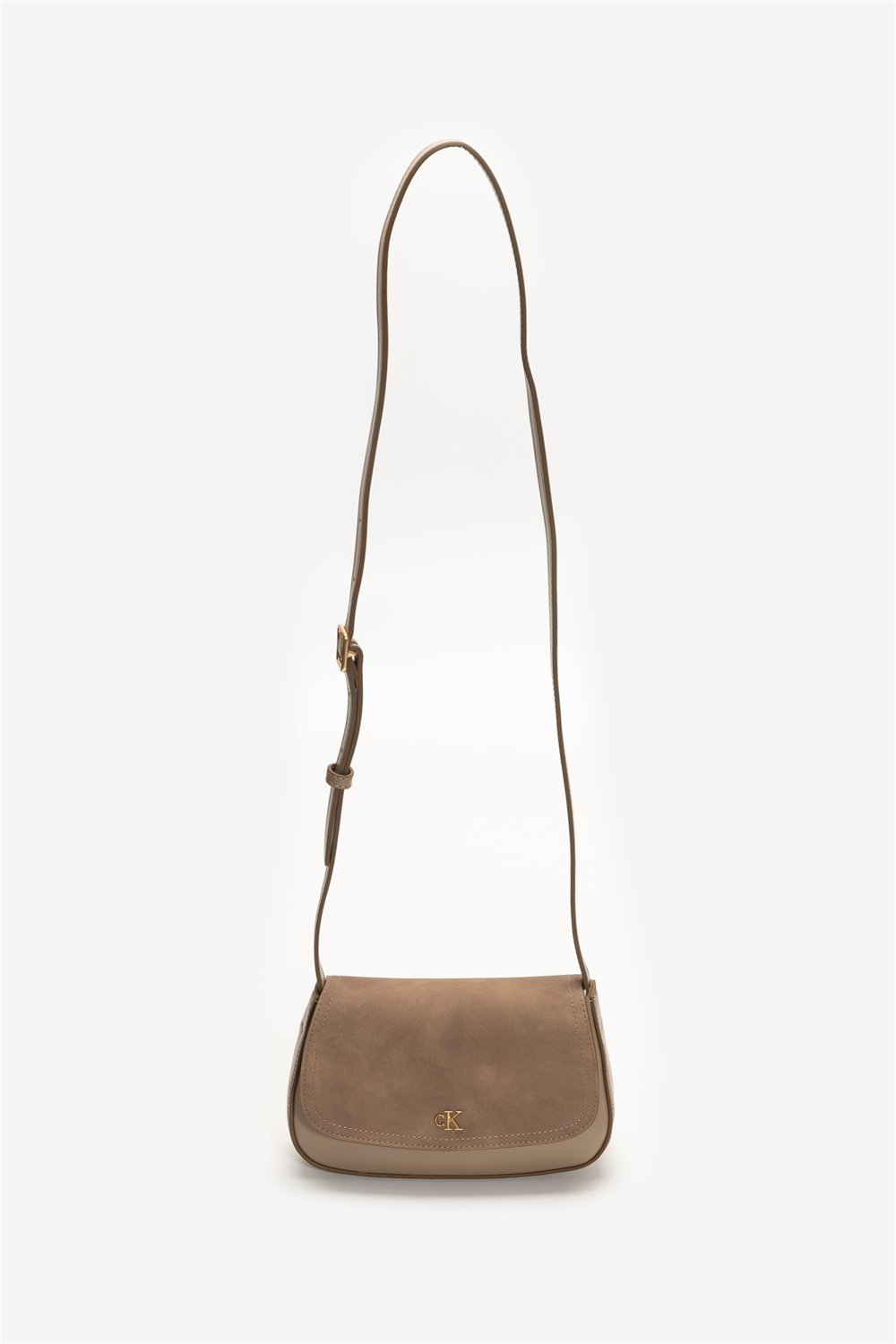 Calvin Klein CK Brushed Flap Camera Bag Kadın Mini Omuz Çantası Kahverengi