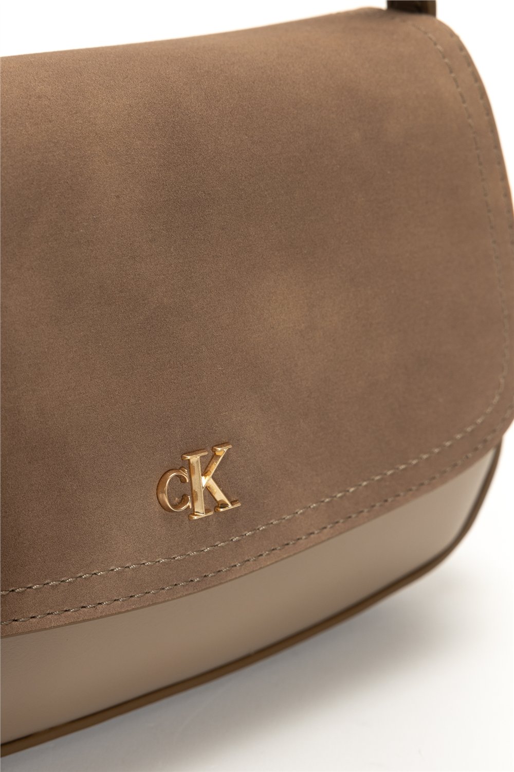 Calvin Klein CK Brushed Flap Camera Bag Kadın Mini Omuz Çantası Kahverengi