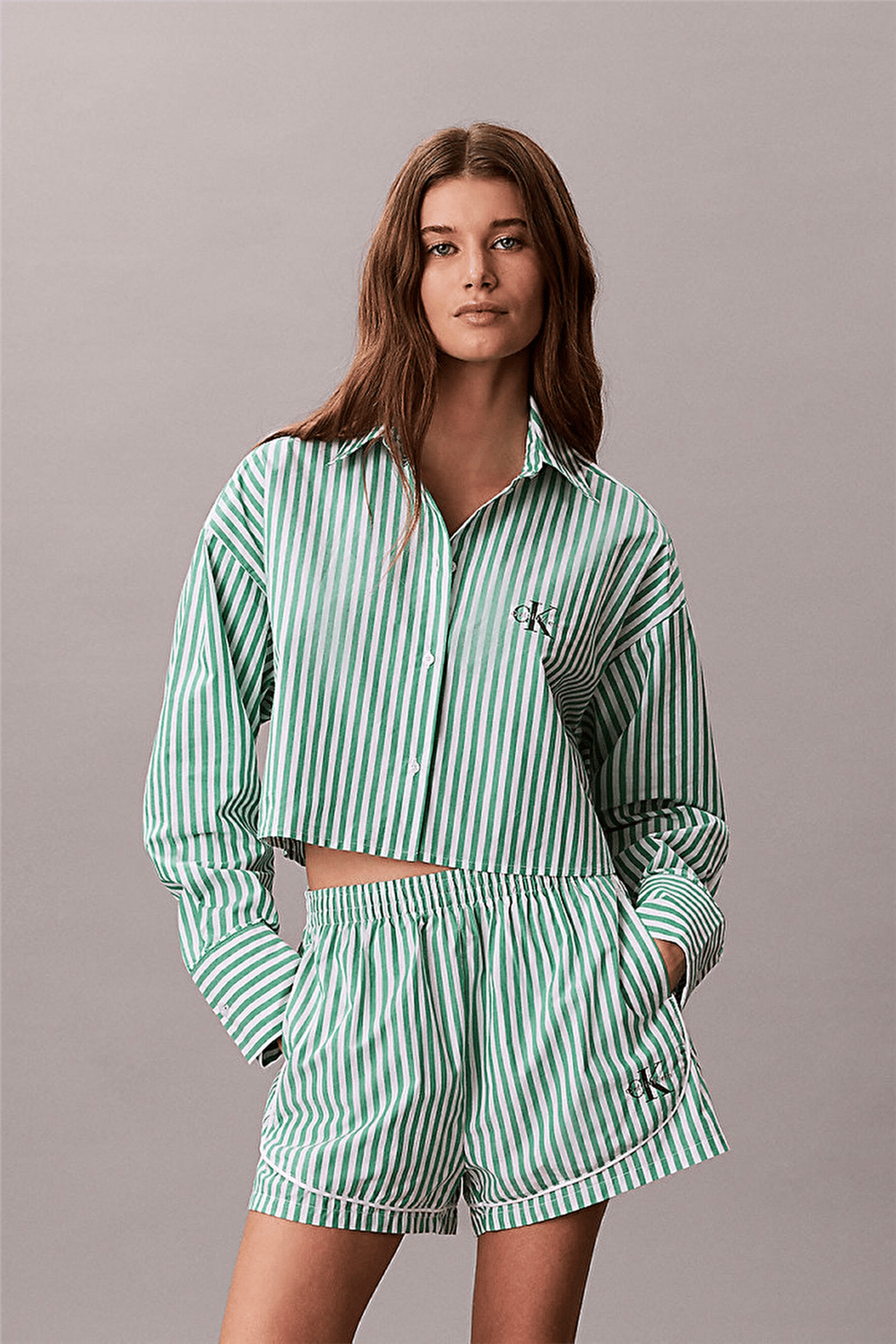 Calvin Klein Ck Graphic Cropped P Kadın Pijama Üstü Yeşil
