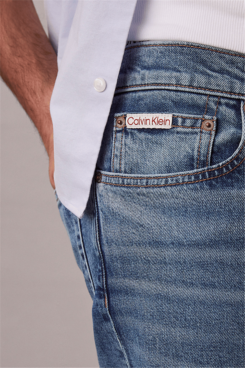 Calvin Klein Classic Taper Klein Erkek Jean Pantolon Mavi