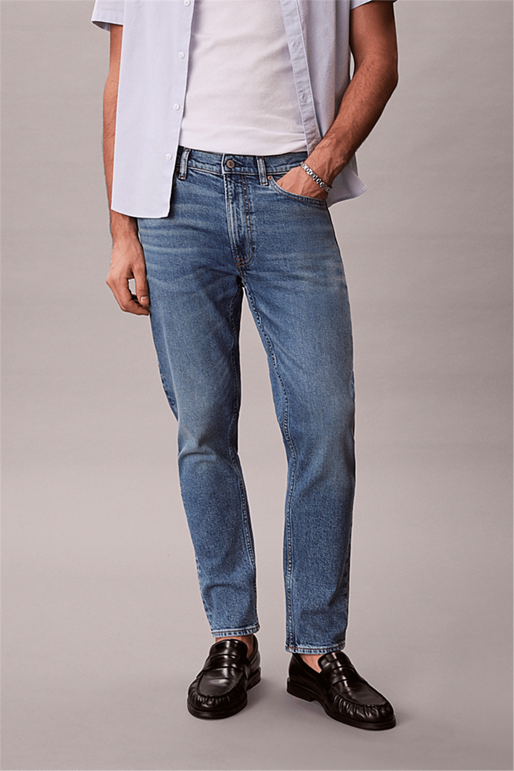 Calvin Klein Classic Taper Klein Erkek Jean Pantolon Mavi