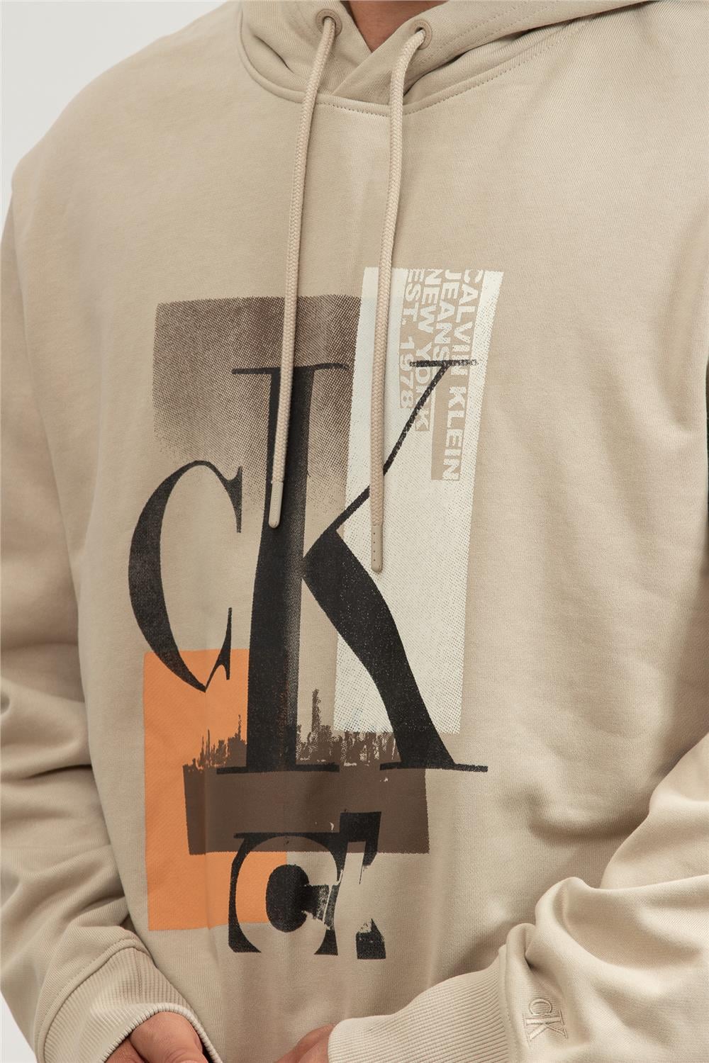 Calvin Klein Connected Erkek Kapüşonlu Sweatshirt Gri
