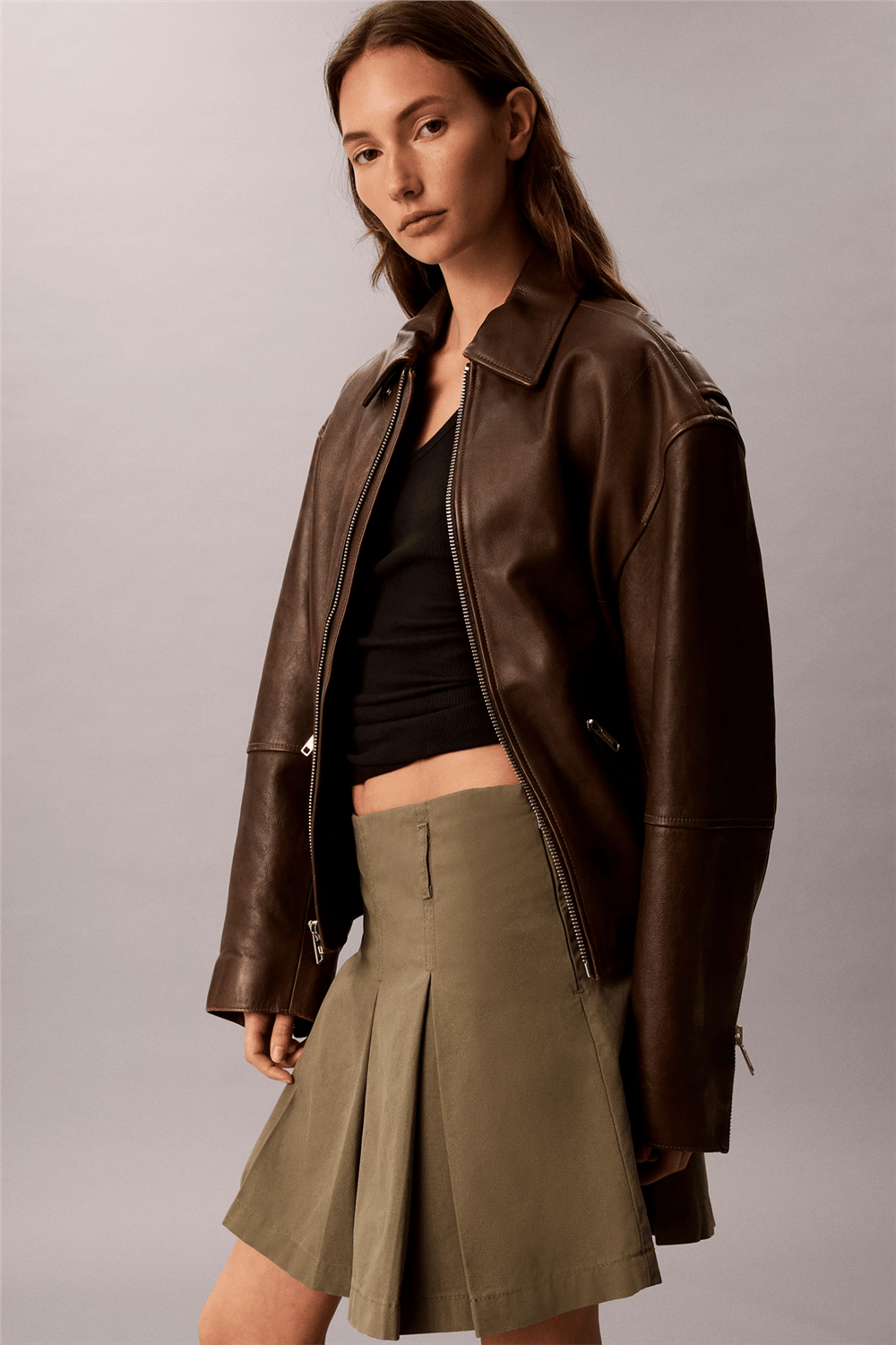 Calvin Klein Cotton Canvas Mini Skirt Kadın Etek Yeşil