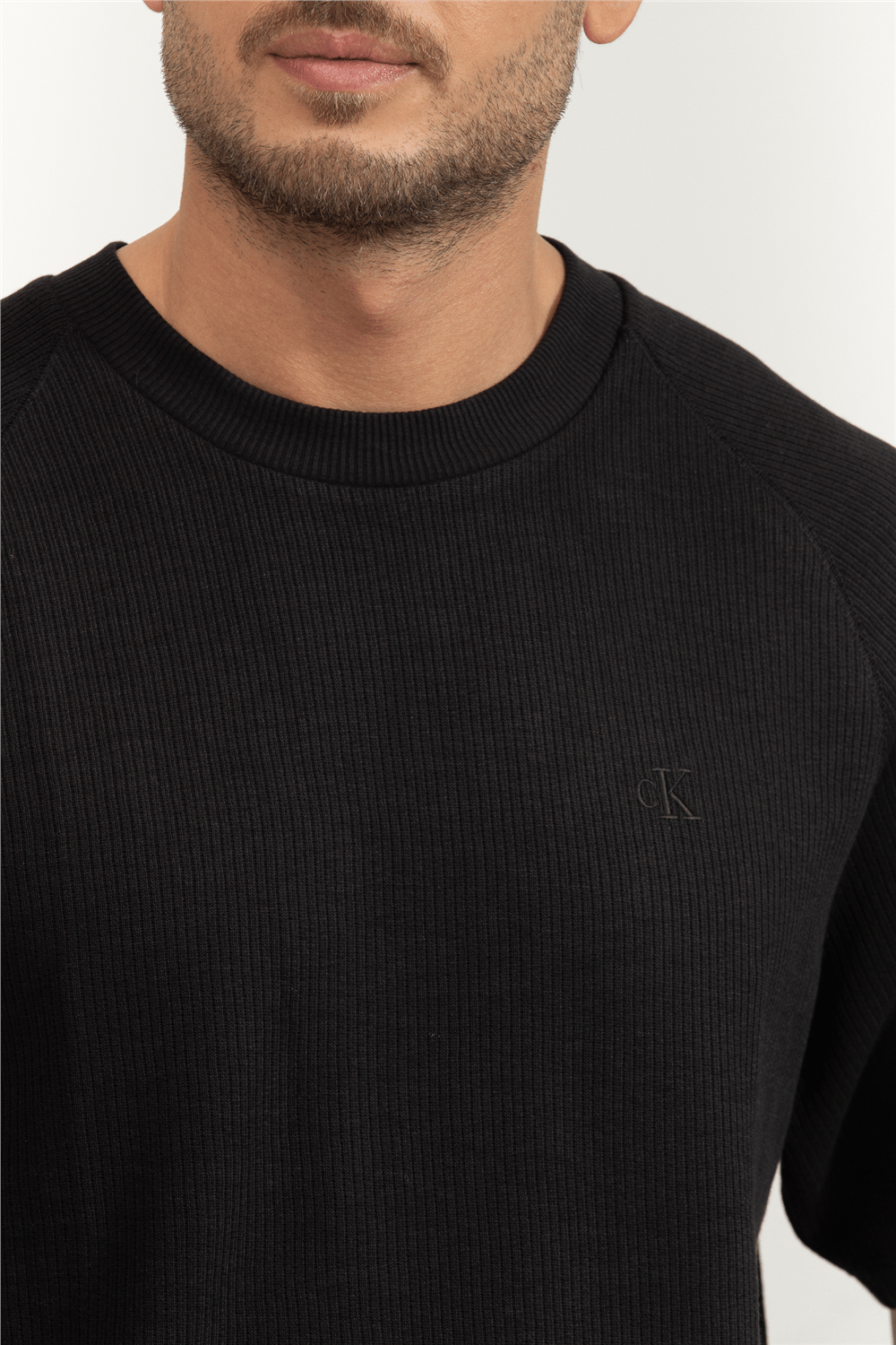 Calvin Klein Cozy Flatback Rib SS Relaxed Tee Erkek Bisiklet Yaka T-Shirt